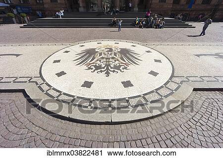 "State crest, stone mosaic on the ground, Hessian state parliament, Landtag, Wiesbaden, Hesse, Germany, Europe" View Large Photo Image Stock Image - "State crest, stone mosaic on the ground, Hessian state parliament, Landtag, Wiesbaden, Hesse, Germany, Europe". Fotosearch