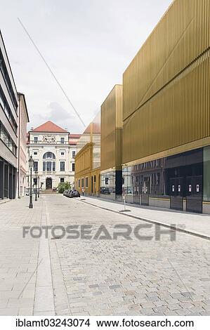 Picture - "State Gallery Lenbachhaus Munich, after the total refurbishment in 2013, new building by Foster+Partners, seen from Richard-Wagner-Strasse, Maxvorstadt, Munich, Upper Bavaria, Bavaria, Germany, Europe". Fotosearch