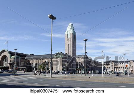 "Station forecourt, central station, clock tower, Art Nouveau, Helsinki, Uusimaa, Finland, Europe" View Large Photo Image Stock Image - "Station forecourt, central station, clock tower, Art Nouveau, Helsinki, Uusimaa, Finland, Europe". Fotosearch