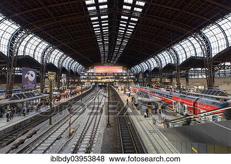 Stock Photo - "Station hall, Hamburg central railway station, Hamburg, Germany, Europe". Fotosearch
