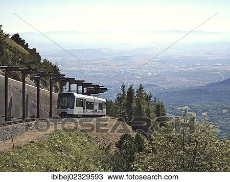 Stock Image - "Station of Panoramique des Domes, touristic train of Puy de Dome. Park regional of Auvergne volcanoes. France". Fotosearch