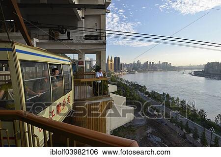 "Station of the cable car travelling over the Yangtze River, new high-rise buildings at the back, Chongqing, China, Asia" View Large Photo Image Stock Photograph - "Station of the cable car travelling over the Yangtze River, new high-rise buildings at the back, Chongqing, China, Asia". Fotosearch