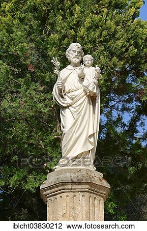 Stock Image - "Statue, Abbey of Saint Michel de Frigolet, La montagnette, Bouches-du-Rhone, Provence-Alpes-Cote d'Azur, Southern France, France, Europe". Fotosearch