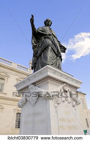 Stock Photo - "Statue of Bishop Malachie d'Inguimbert in front of the Baroque Hotel-Dieu Hospital, Carpentras, Vaucluse, Provence-Alpes-Cote d'Azur, Southern France, France, Europe". Fotosearch