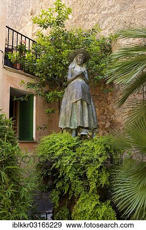 Stock Photo - "Statue of Catalina Tomas, the Saint of Valldemossa, Valldemossa, Majorca, Balearic Islands, Spain, Europe". Fotosearch
