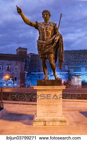 "Statue of emperor Caesar Augustus, bronze statue on the Via Dei Fori Imperiali in front of the Augustus Forum, Rome, Lazio, Italy, Europe" View Large Photo Image Stock Image - "Statue of emperor Caesar Augustus, bronze statue on the Via Dei Fori Imperiali in front of the Augustus Forum, Rome, Lazio, Italy, Europe". Fotosearch