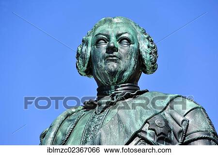 Stock Photograph - "Statue of Frederick III of Brandenburg-Bayreuth, Schlossplatz square, Erlangen, Middle Franconia, Bavaria, Germany, Europe". Fotosearch