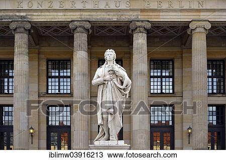 Stock Image - "Statue of Friedrich Schiller in front of Konzerthaus Berlin, concert hall, by architect Schinkel, Gendarmenmarkt square, Mitte district, Berlin, Germany, Europe". Fotosearch