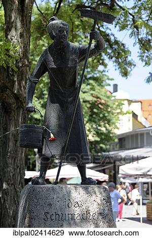 Stock Photo - Statue of Ida Schumacher, Viktualienmarkt square, historic district, Munich, Bavaria, Germany, Europe. Fotosearch
