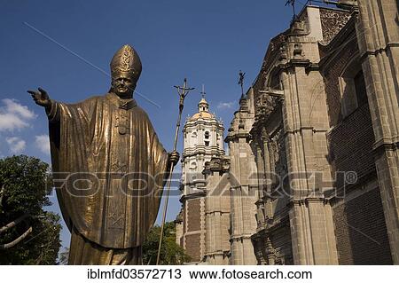 "Statue of John Paul II next to the old Basilica of Our Lady of Guadalupe, Mexico City, Federal District, Mexico, North America" View Large Photo Image Stock Image - "Statue of John Paul II next to the old Basilica of Our Lady of Guadalupe, Mexico City, Federal District, Mexico, North America". Fotosearch