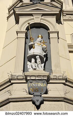 "Statue of Justinian I, on the baroque facade of the city hall, 1704, Am Markt square 1, Lueneburg, Lower Saxony, Germany, Europe, PublicGround, Europe" View Large Photo Image Stock Image - "Statue of Justinian I, on the baroque facade of the city hall, 1704, Am Markt square 1, Lueneburg, Lower Saxony, Germany, Europe, PublicGround, Europe". Fotosearch