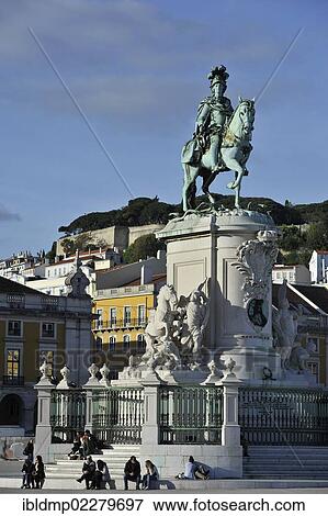 "Statue of King Jose I., Praca do Comercio square, Lisbon, Portugal, Europe" View Large Photo Image Stock Photo - "Statue of King Jose I., Praca do Comercio square, Lisbon, Portugal, Europe". Fotosearch