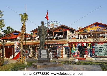 Stock Image - "Statue of Mustafa Kemal Atatuerk, old town, Side, Pamphylia, Antalya Province, Turkey, Asia". Fotosearch