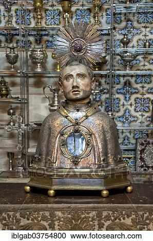 Stock Image - "Statue of one of the Saint Martyrs of Morocco, Monastery of Santa Cruz, Coimbra, Centro Region, Portugal, Europe". Fotosearch
