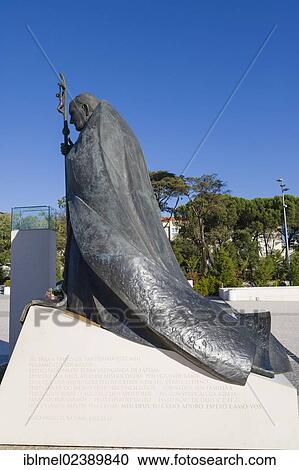 Stock Image - "Statue of Pope John Paul II, Santuario de Fatima, Fatima Shrine, Sanctuary of Our Lady of Fatima, Fatima, Ourem, Santarem, Portugal, Europe". Fotosearch