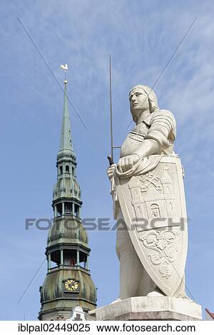 "Statue of Roland, St. Peter's Church, Town Hall Square, historic town centre, Riga, Latvia, Europe" View Large Photo Image Stock Photography - "Statue of Roland, St. Peter's Church, Town Hall Square, historic town centre, Riga, Latvia, Europe". Fotosearch