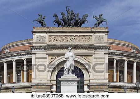 "Statue of Ruggero Settimo, Sicilian politician and diplomat, in front of the Teatro Politeama Garibaldi, Palermo, Sicily, Italy, Europe" View Large Photo Image Stock Photo - "Statue of Ruggero Settimo, Sicilian politician and diplomat, in front of the Teatro Politeama Garibaldi, Palermo, Sicily, Italy, Europe". Fotosearch