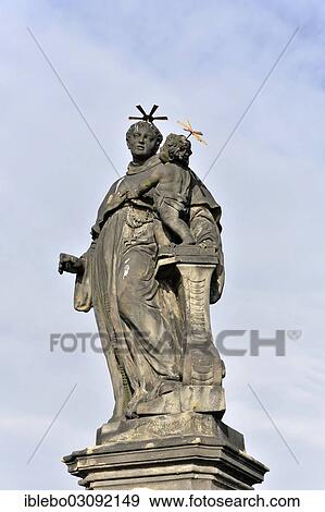 Stock Photo - "Statue of St. Anthony of Padua, 1707 by J. Mayer, Charles Bridge, UNESCO World Heritage Site, Prague, Czech Republic, Europe". Fotosearch