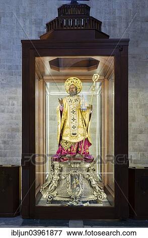 "Statue of St. Nicholas, silver bust of St. Nicholas, created in 1683, Nicholas of Myra, church with the mortal remains of Saint Nicholas, Basilica San Nicola, Bari, Apulia, Italy, Europe" View Large Photo Image Stock Photo - "Statue of St. Nicholas, silver bust of St. Nicholas, created in 1683, Nicholas of Myra, church with the mortal remains of Saint Nicholas, Basilica San Nicola, Bari, Apulia, Italy, Europe". Fotosearch