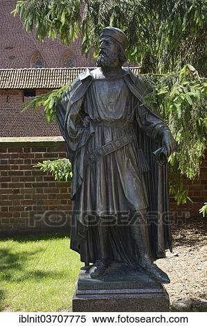 Stock Photography - "Statue of the Grand Master of the Teutonic Knights, Winrich von Kniprode, Castle of the Teutonic Order in Malbork, Europe's largest medieval castle complex, Malbork, Pomeranian Voivodeship, Poland, Europe". Fotosearch