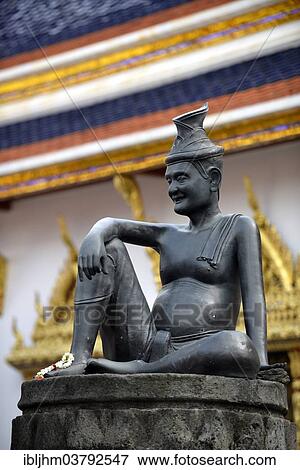 Stock Photo - "Statue of the hermit and herbal healer Cheewaka Komarapach, Grand Palace, Wat Phra Kaeo Temple, Bangkok, Thailand, Asia". Fotosearch