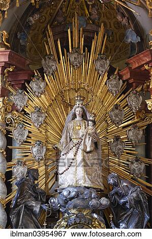 "Statue of the Madonna in the high altar of the monastery church, Kloster Altenhohenau Monastery, Griesstatt, Chiemgau, Upper Bavaria, Bavaria, Germany, Europe" View Large Photo Image Stock Photo - "Statue of the Madonna in the high altar of the monastery church, Kloster Altenhohenau Monastery, Griesstatt, Chiemgau, Upper Bavaria, Bavaria, Germany, Europe". Fotosearch
