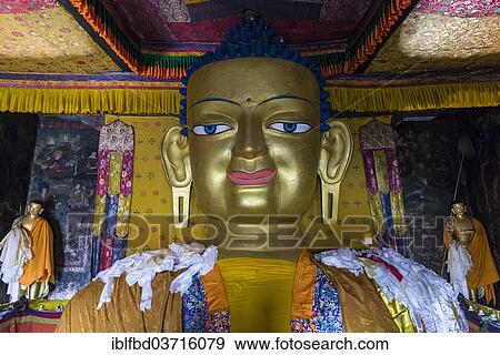 "Statue of the Shakyamuni Buddha, copper with gilded gold, 12 meters tall, in Shey Gompa, built in 1655, Ladakh, Jammu and Kashmir, India, Asia" View Large Photo Image Stock Photo - "Statue of the Shakyamuni Buddha, copper with gilded gold, 12 meters tall, in Shey Gompa, built in 1655, Ladakh, Jammu and Kashmir, India, Asia". Fotosearch