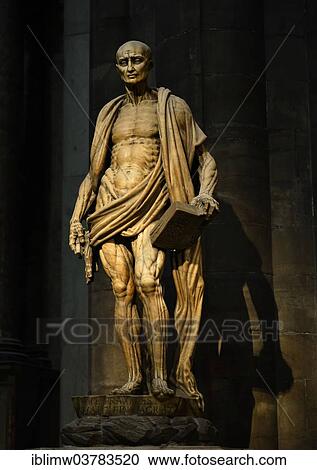 Stock Image - "Statue of the skinned St. Bartholomew from 1562, interior, Milan Cathedral, Milan, Lombardy, Italy, Europe". Fotosearch