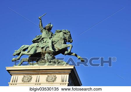 Stock Photography - "Statue of Vercingetorix in Place de Jaude, Clermont-Ferrand, Departement Puy-de-Dome, Auvergne, France, Europe". Fotosearch