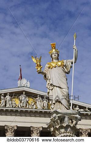 "Statue on the Pallas Athene Fountain in front of the Parliament, Vienna, Austria, Europe" View Large Photo Image Stock Photograph - "Statue on the Pallas Athene Fountain in front of the Parliament, Vienna, Austria, Europe". Fotosearch