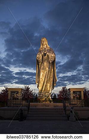 Stock Photograph - "Statue """"Our Lady of the New Millennium"""" at the Shrine of Christ's Passion, St. John, Indiana, USA". Fotosearch
