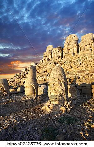 "Statues around the tomb of Commagene King Antochus 1 on top of Mount Nemrut, Turkey, Asia" View Large Photo Image Stock Photograph - "Statues around the tomb of Commagene King Antochus 1 on top of Mount Nemrut, Turkey, Asia". Fotosearch