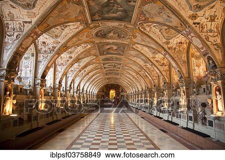 Stock Photo - "Statues in the Renaissance Antiquarium or Hall of Antiquities in the Munich Residence, Munich, Upper Bavaria, Bavaria, Germany, Europe". Fotosearch