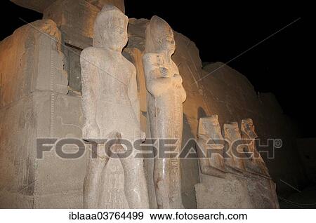 Stock Photo - "Statues of Pharaohs, Karnak Temple Complex, UNESCO World Heritage site, Thebes, Luxor, Luxor Governorate, Egypt, Africa". Fotosearch
