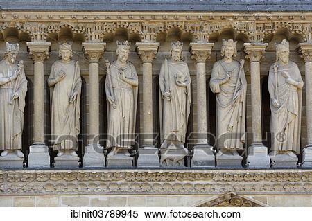 Stock Photography - "Statues over the main portal, Notre Dame de Paris cathedral, Paris, Ile-de-France, France, Europe". Fotosearch