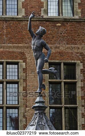 Stock Photo - "Statuette of the God Mercury, Long Market, Gdansk, Poland, Europe". Fotosearch
