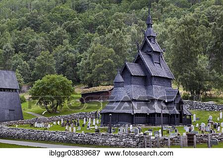 Stock Photo - "Stave Church of Borgund, Laerdal valley, Sogn og Fjordane, Norway, Europe". Fotosearch