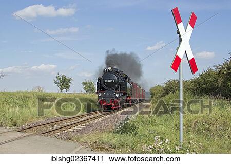 Stock Image - "Steam train from the Selke Valley Railway near Quarmbeck, Harz, Saxony-Anhalt, Germany, Europe". Fotosearch