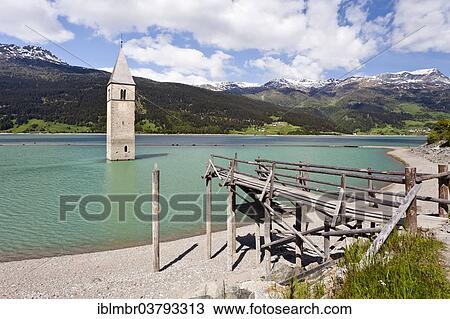 "Steeple of Altgraun in Lake Reschen, Alta Val Venosta, reservoir, Graun, Alto Adige, Italy, Europe" View Large Photo Image Stock Image - "Steeple of Altgraun in Lake Reschen, Alta Val Venosta, reservoir, Graun, Alto Adige, Italy, Europe". Fotosearch