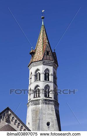 Stock Photography - "Steeple of Johanniskirche, or St. John's Church, Schwabisch Gmund, Baden-Wurttemberg, Germany, Europe". Fotosearch