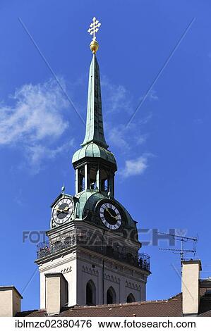 "Steeple of the Church of St. Peter, chimneys in the foreground, Rindermarkt square 1, Munich, Bavaria, Germany, Europe" View Large Photo Image Stock Photograph - "Steeple of the Church of St. Peter, chimneys in the foreground, Rindermarkt square 1, Munich, Bavaria, Germany, Europe". Fotosearch