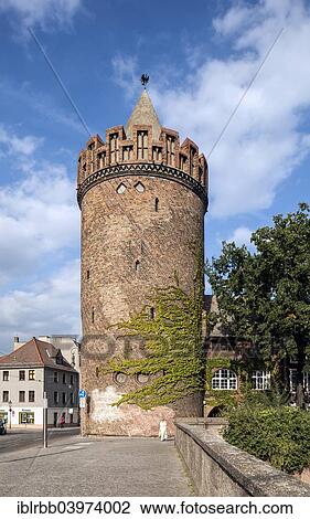 Stock Image - "Steintorturm, defense tower of the medieval fortifications, Brandenburg an der Havel, Brandenburg, Germany, Europe". Fotosearch