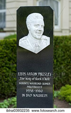 "Stele commemorating Elvis Presley in front of his former residence Hotel Grunewald, Bad Nauheim, Hesse, Germany, Europe" View Large Photo Image Stock Photography - "Stele commemorating Elvis Presley in front of his former residence Hotel Grunewald, Bad Nauheim, Hesse, Germany, Europe". Fotosearch