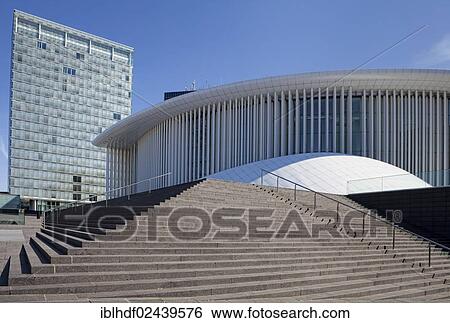 Stock Photograph - "Steps in front of the Philharmonie, Philharmonic Hall, Place de l'Europe, European quarter, Kirchberg plateau, Luxembourg City, Europe, PublicGround". Fotosearch