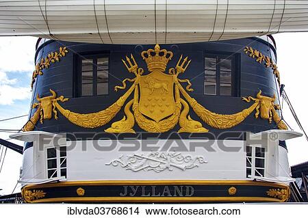"Stern of the historic frigate Jylland, Ebeltoft, Midtjylland, Denmark, Europe" View Large Photo Image Picture - "Stern of the historic frigate Jylland, Ebeltoft, Midtjylland, Denmark, Europe". Fotosearch