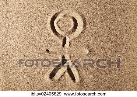 Stick figure painted in the sand View Large Photo Image Stock Photo - Stick figure painted in the sand. Fotosearch