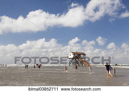 "Stilt house on the beach at high tide, St. Peter-Ording, Eiderstedt, Schleswig-Holstein, Germany, Europe" View Large Photo Image Stock Image - "Stilt house on the beach at high tide, St. Peter-Ording, Eiderstedt, Schleswig-Holstein, Germany, Europe". Fotosearch