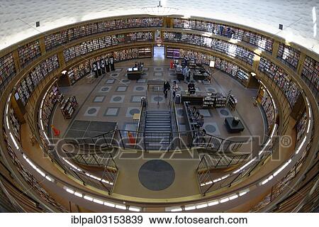 "Stockholm City Library or Stadsbiblioteket, interior, fisheye shot, Stadtteil Vasastan, Stockholm, Stockholm County, Sweden, Europe" View Large Photo Image Stock Photo - "Stockholm City Library or Stadsbiblioteket, interior, fisheye shot, Stadtteil Vasastan, Stockholm, Stockholm County, Sweden, Europe". Fotosearch