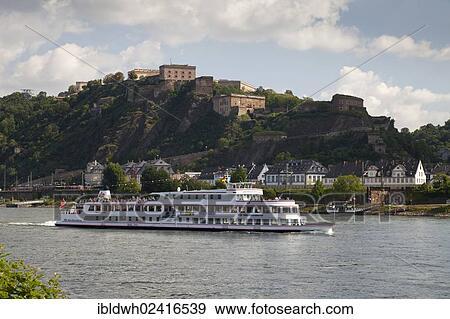Stolzenfels excursion boat on the Rhine river in front of Ehrenbreitstein Castle, Koblenz, Rhineland-Palatinate, Germany, Europe, PublicGround, Europe View Large Photo Image Stock Photo - Stolzenfels excursion boat on the Rhine river in front of Ehrenbreitstein Castle, Koblenz, Rhineland-Palatinate, Germany, Europe, PublicGround, Europe. Fotosearch