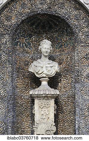 Stock Photo - "Stone bust on a wall of the Bavarian National Museum, Munich, Upper Bavaria, Bavaria, Germany, Europe". Fotosearch